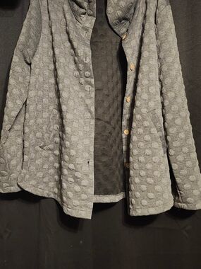 Plus Size Women's Textured Button-Front Jacket - Gray